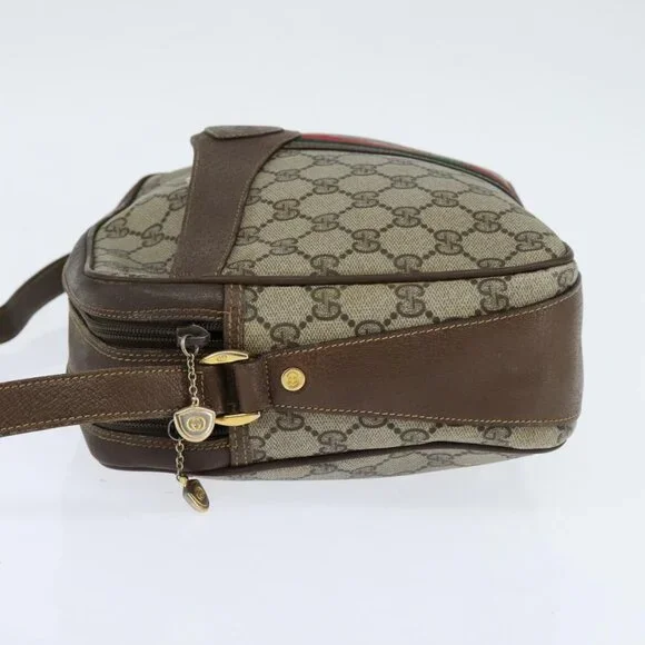 GUCCI GG Supreme Web Sherry Line Shoulder Bag PVC Beige Red Auth - Picture 10 of 15